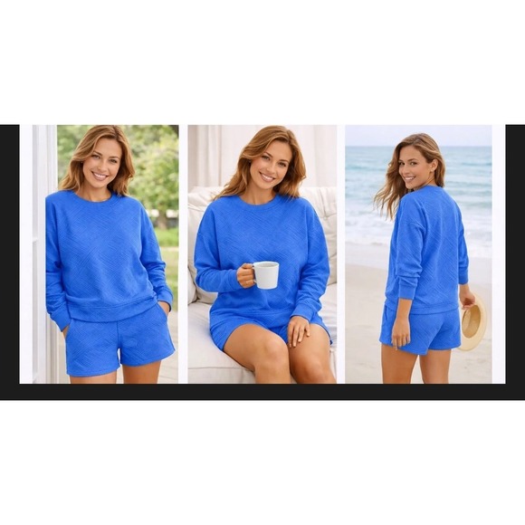The Unbranded Brand Other - Women's Textured Lounge Set | Two-Piece | Size L | Blue | New